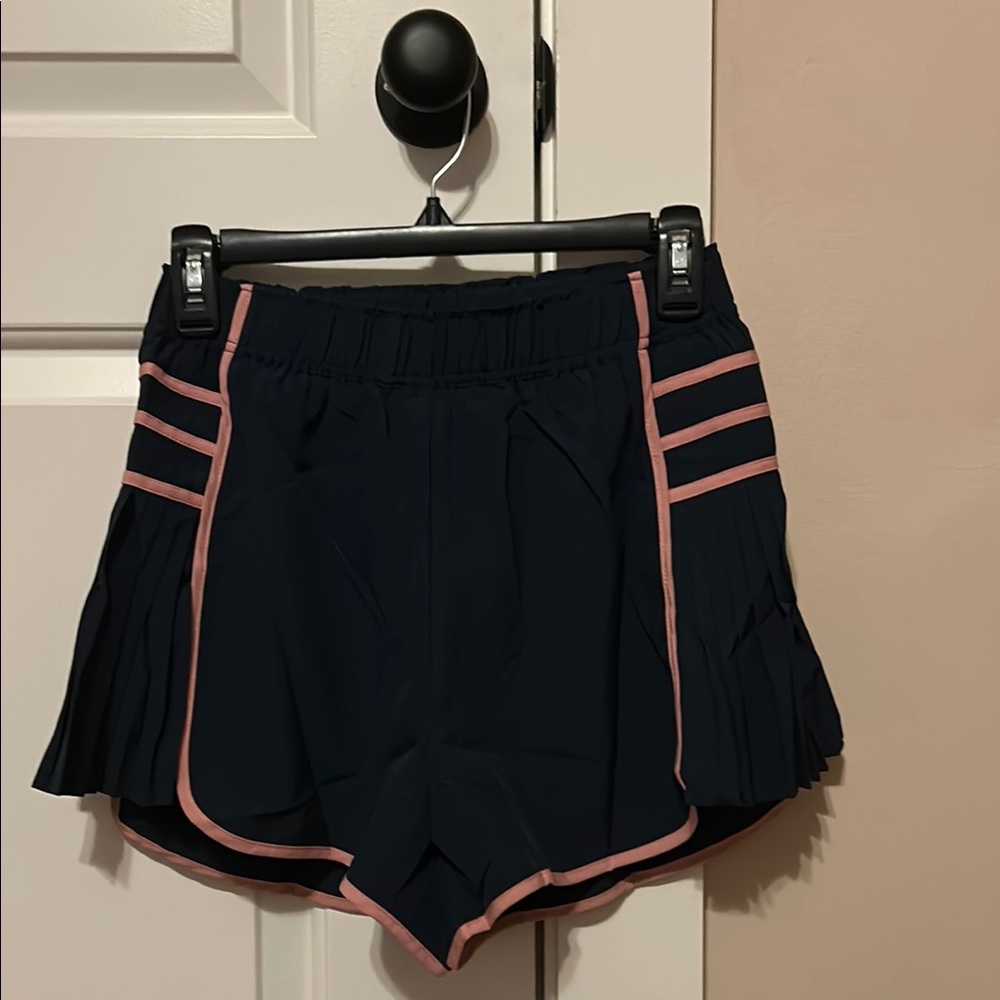 Navy and Pink Women's Shorts